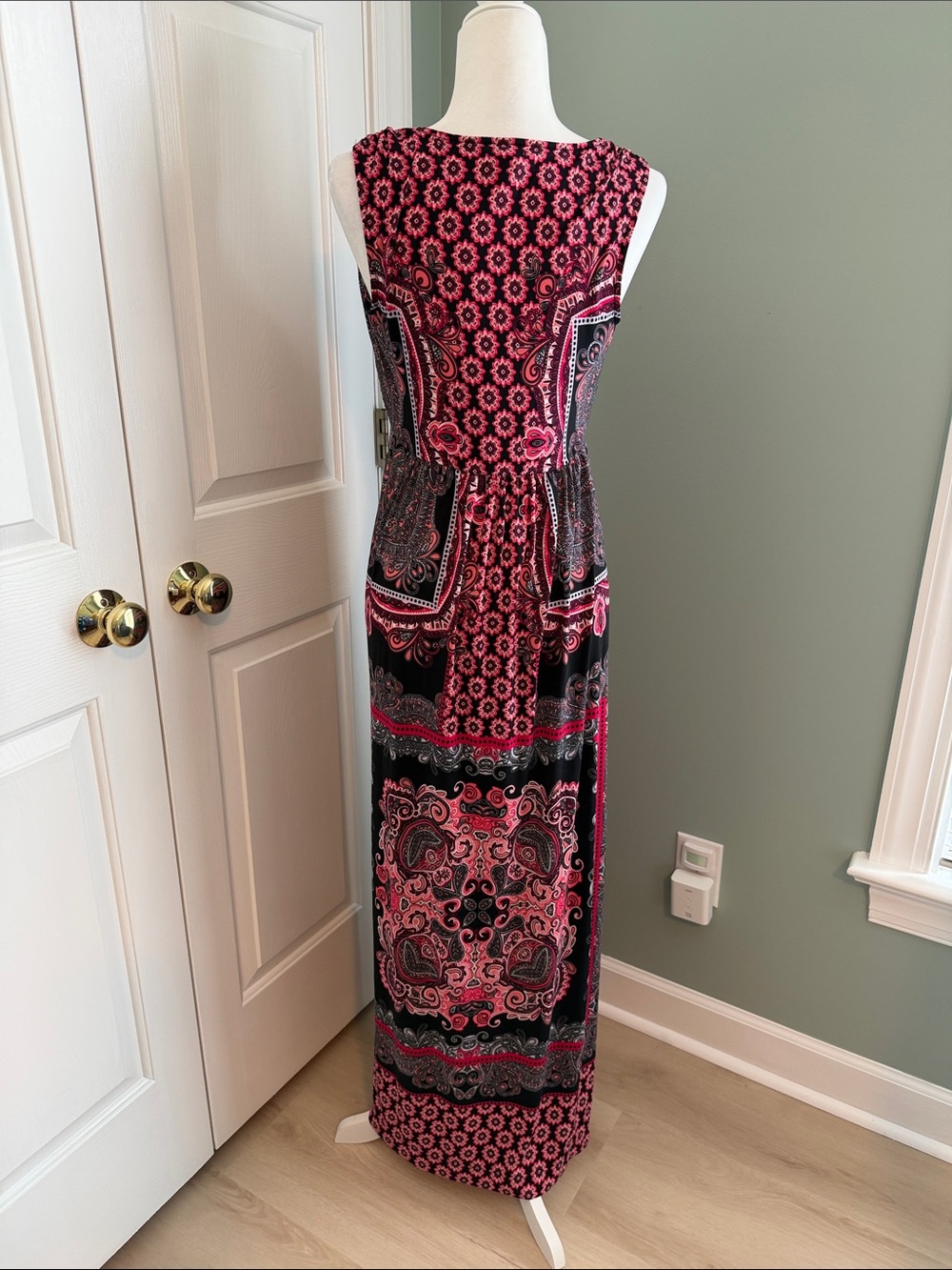 Soma Black and Pink Paisley V-Neck Maxi Dress - Picture 3 of 8